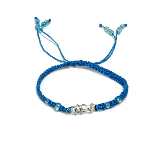 Wire Wrapped Clear Quartz Crystal Healing Gemstone Macramé Braided String Adjustable Pull Tie Bracelet - Handmade Jewelry Boho Accessories