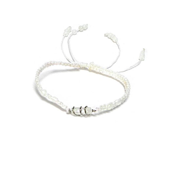 Wire Wrapped Clear Quartz Crystal Healing Gemstone Macramé Braided String Adjustable Pull Tie Bracelet - Handmade Jewelry Boho Accessories