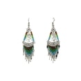 thumbnail image 1 of Wire Wrapped Clear Quartz Crystal Seed Bead Chandelier Long Beaded Dangle Earrings - Womens Fashion Handmade Jewelry Boho Accessories, 1 of 1