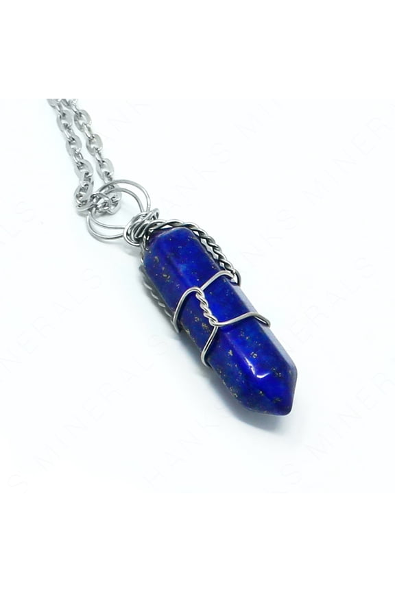 Wire-Wrapped Crystal Necklace Gemstone Pendant with Chain Opalite Onyx Amethyst