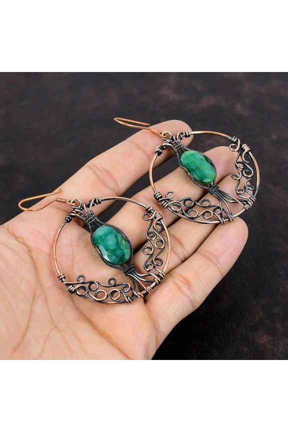 Wire Wrapped Elegant Earring Drop/Dangle Earrings Copper Jewelry For Women 3.11"