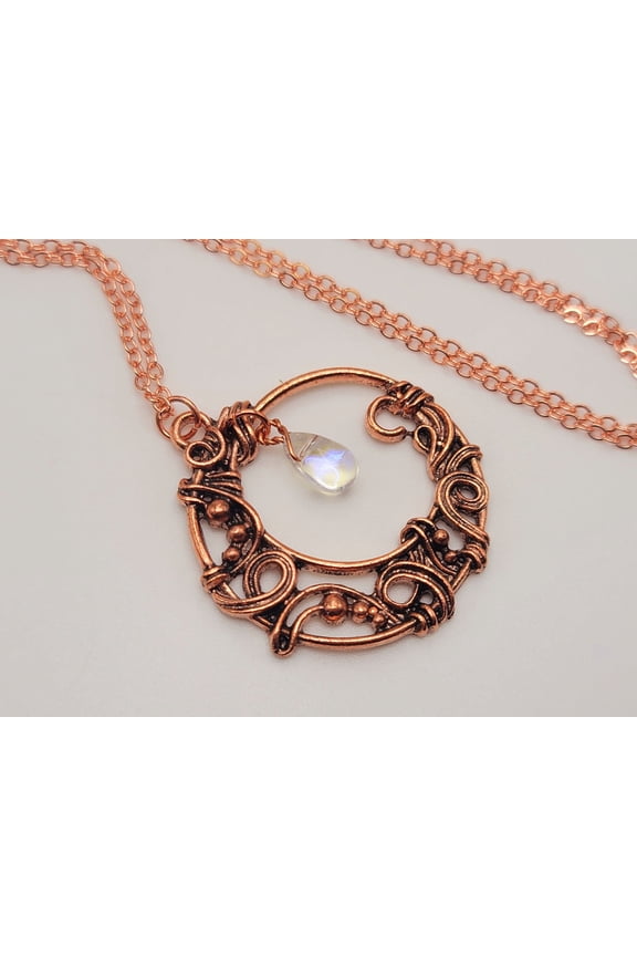 Wire Wrapped Moon Stone Necklace Healing Crystal Necklace