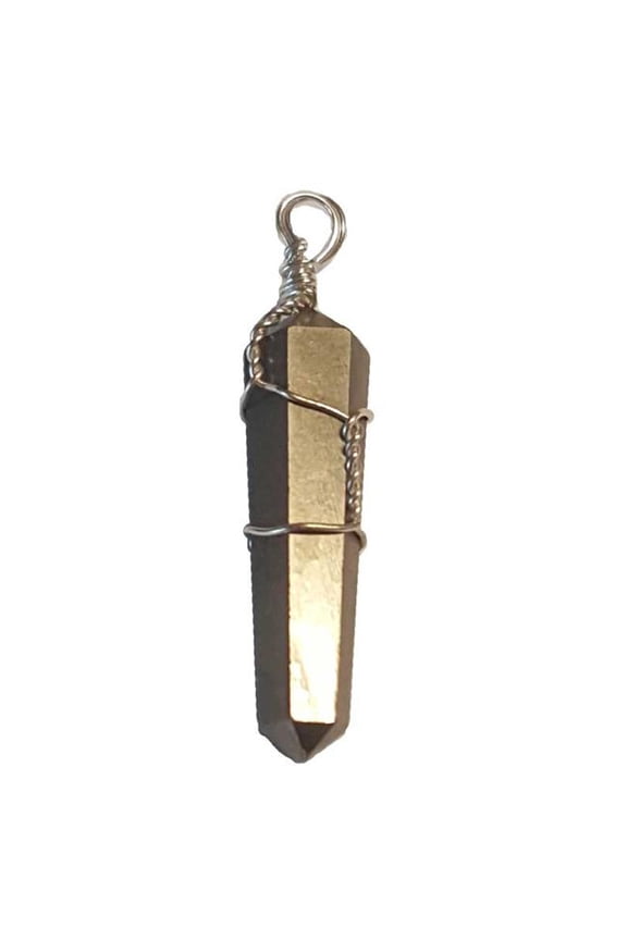Wire Wrapped Pyrite Point Pendants - Gold - Set of 5 - Manifest Wealth
