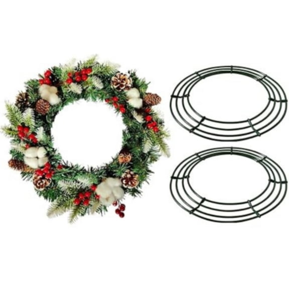 Wire Wreath Frame Metal for Christmas Party Decoration, Dark Green 2 Pack