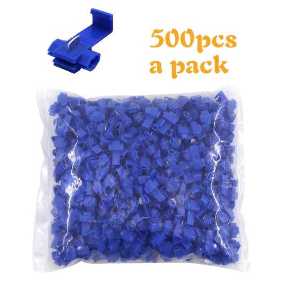 Wire and cable connectors, crimp-type non-destructive connection maintaining circuit integrity Three specifications: blue, red, yellow