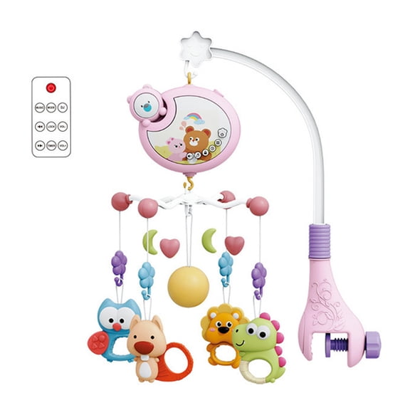 Wire-less Baby Crib Mobile with Projector 400 Lullabies Auto-Rotating Star Lights Sensory Development Remote Control Toy