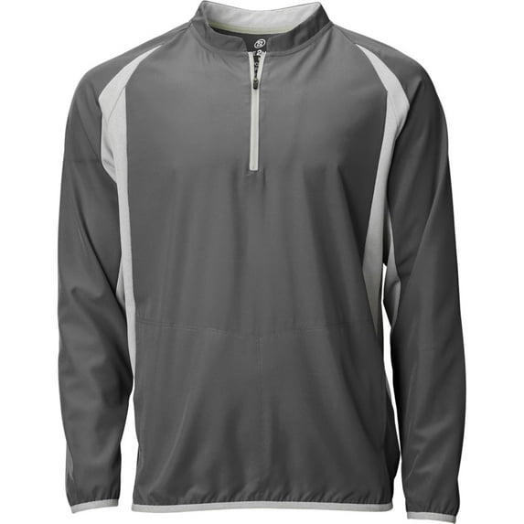 Wire2wire Men's Performance Long Sleeve Baseball Cage Jacket Grey/Grey 2Xl