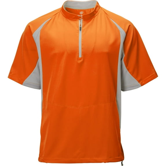 Wire2wire Men's Performance Short Sleeve Baseball Cage Jacket Orange/Grey L