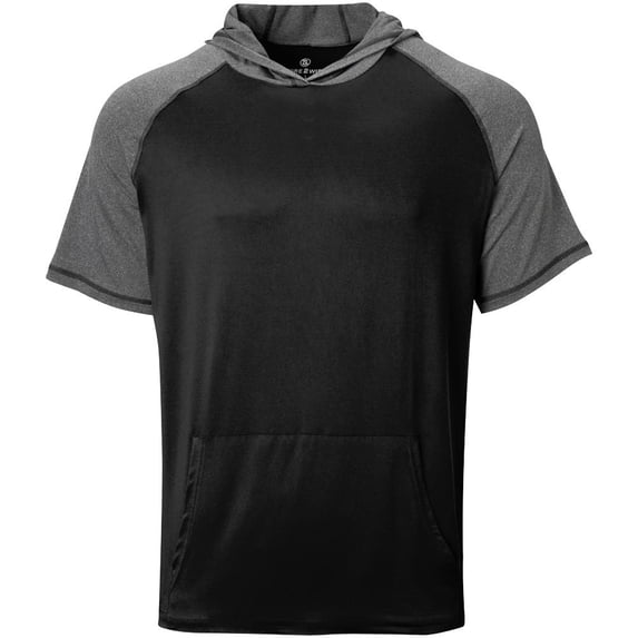 Wire2wire Men's Performance Short Sleeve Baseball Hoodie Black Xl