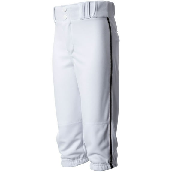Wire2Wire Men's Tournament Piped Knicker Baseball Pant White/Black M