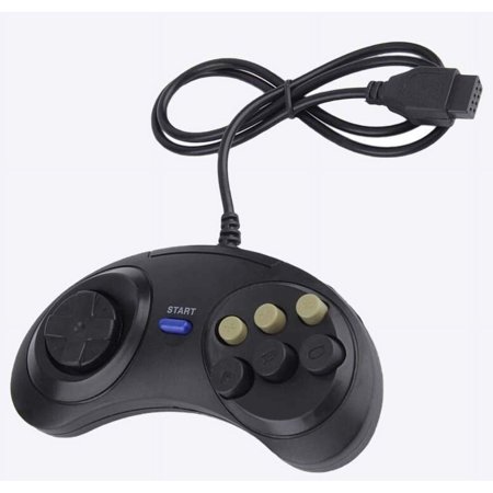 WireSmith 6 Button Retro Black Console Controller for Sega Genesis