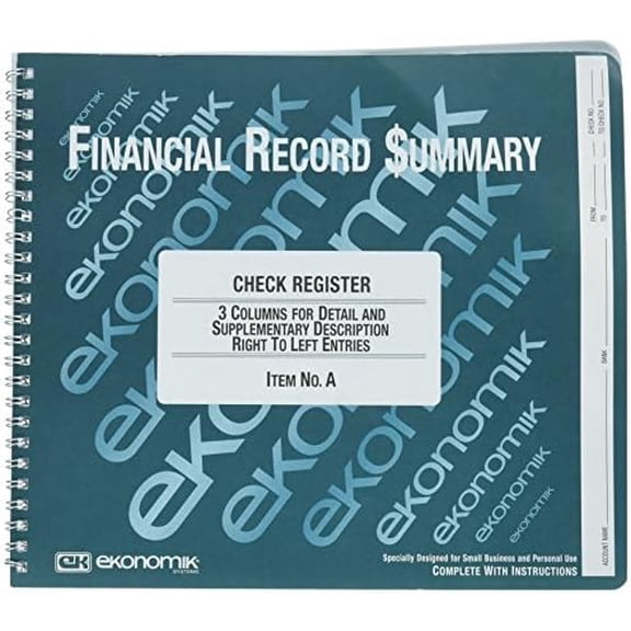- Wirebound Check Register Accounting System, 8 3/4 x 10, 40-Page Book A (DMi EA$$Office