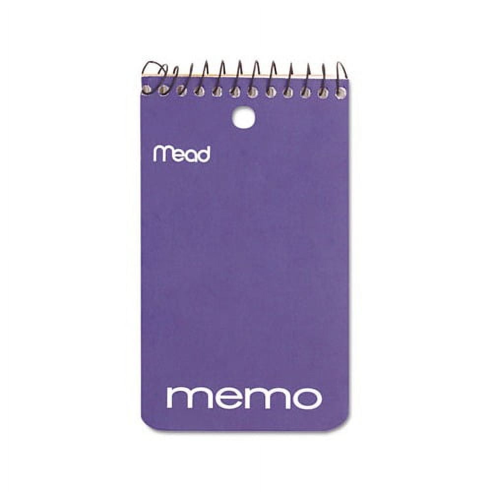 MEAD Wirebound Memo Book Medium/College Rule, 3 x 5, White, 60 Sheets
