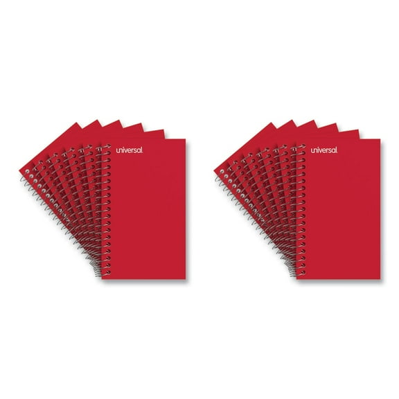 Universal UNV20453 5 in. x 3 in. Wirebound Narrow Rule Memo Book - Red Cover (12/Pack)