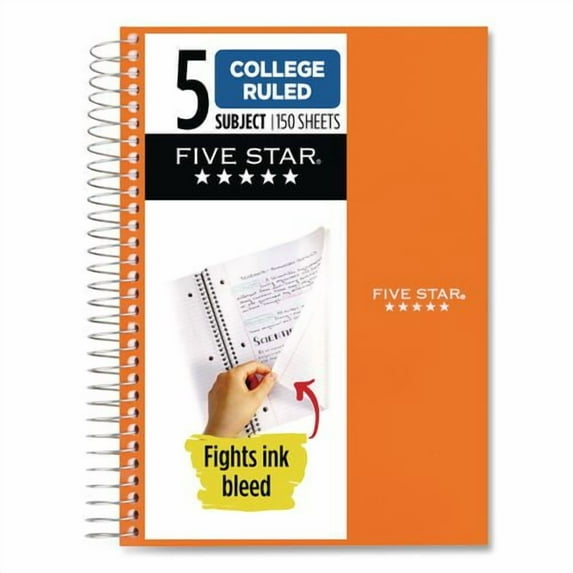 Wirebound Notebook, 5-Subject, Medium/College Rule, Randomly Assorted Cover Color, (150) 9.5 x 7.25 | Bundle of 10