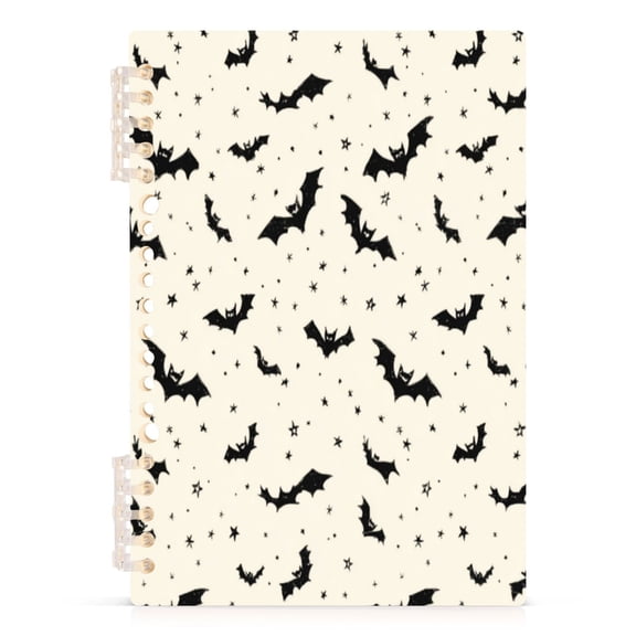 Wirebound Notebook Hardcover Spiral Notebooks Bats and Stars, 60 Pages, 80 GSM, 5.7 x 8.3in 1PCS
