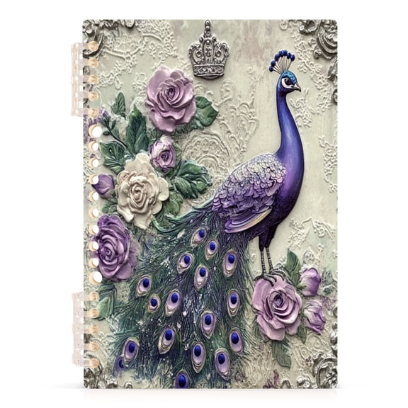 Wirebound Notebook Hardcover Spiral Notebooks Beautiful Peacock, 60 Pages, 80 GSM, 5.7 x 8.3in