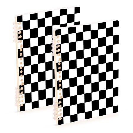 Wirebound Notebook Hardcover Spiral Notebooks Black and White Check, 60 Pages, 80 GSM, 5.7 x 8.3in