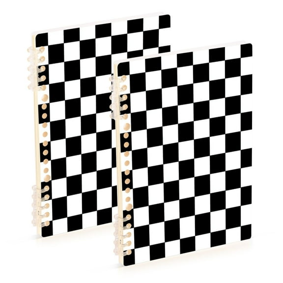 Wirebound Notebook Hardcover Spiral Notebooks Black and White Check, 60 Pages, 80 GSM, 5.7 x 8.3in