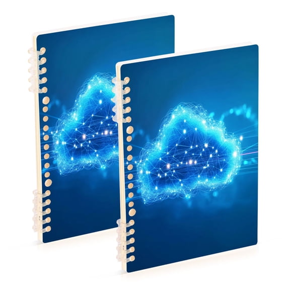 Wirebound Notebook Hardcover Spiral Notebooks Blue Cloud with Glowing Lights, 60 Pages, 80 GSM, 5.7 x 8.3in