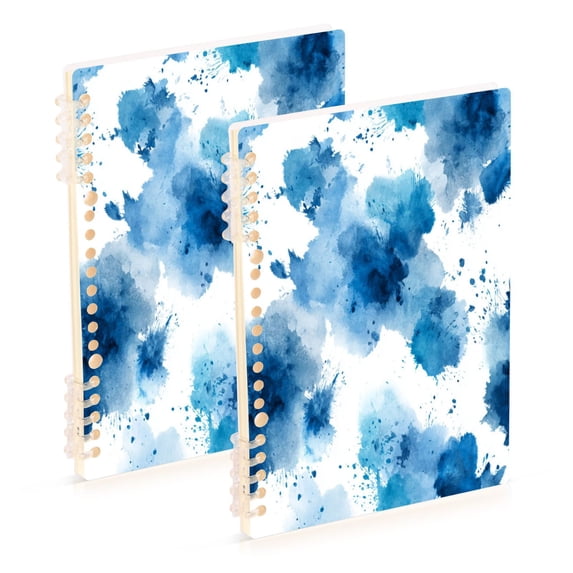 Wirebound Notebook Hardcover Spiral Notebooks Blue Ink Pattern, 60 Pages, 80 GSM, 5.7 x 8.3in