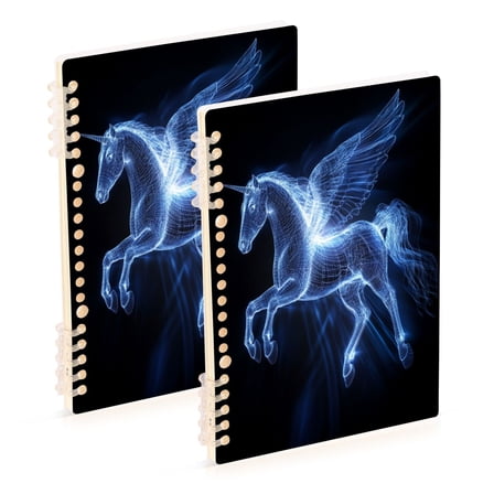 Wirebound Notebook Hardcover Spiral Notebooks Blue Light Effect Pegasus, 60 Pages, 80 GSM, 5.7 x 8.3in