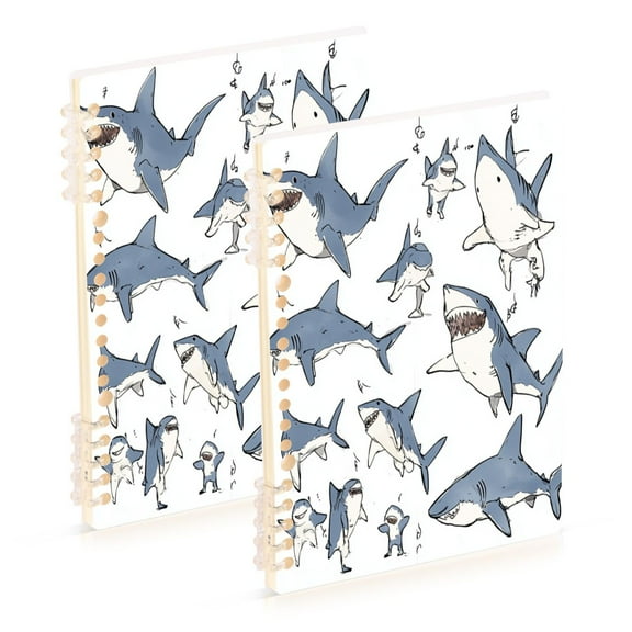 Wirebound Notebook Hardcover Spiral Notebooks Blue Shark with White Belly, 60 Pages, 80 GSM, 5.7 x 8.3in