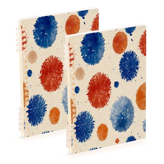 Wirebound Notebook Hardcover Spiral Notebooks Blue Splashes Artistic Pattern, 60 Pages, 80 GSM, 5.7 x 8.3in