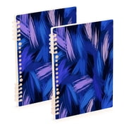 Wirebound Notebook Hardcover Spiral Notebooks Blue and Purple Brushstrokes, 60 Pages, 80 GSM, 5.7 x 8.3in