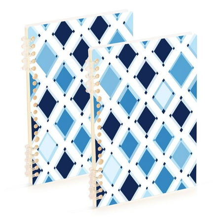 Wirebound Notebook Hardcover Spiral Notebooks Blue and White Argyle Squares, 60 Pages, 80 GSM, 5.7 x 8.3in