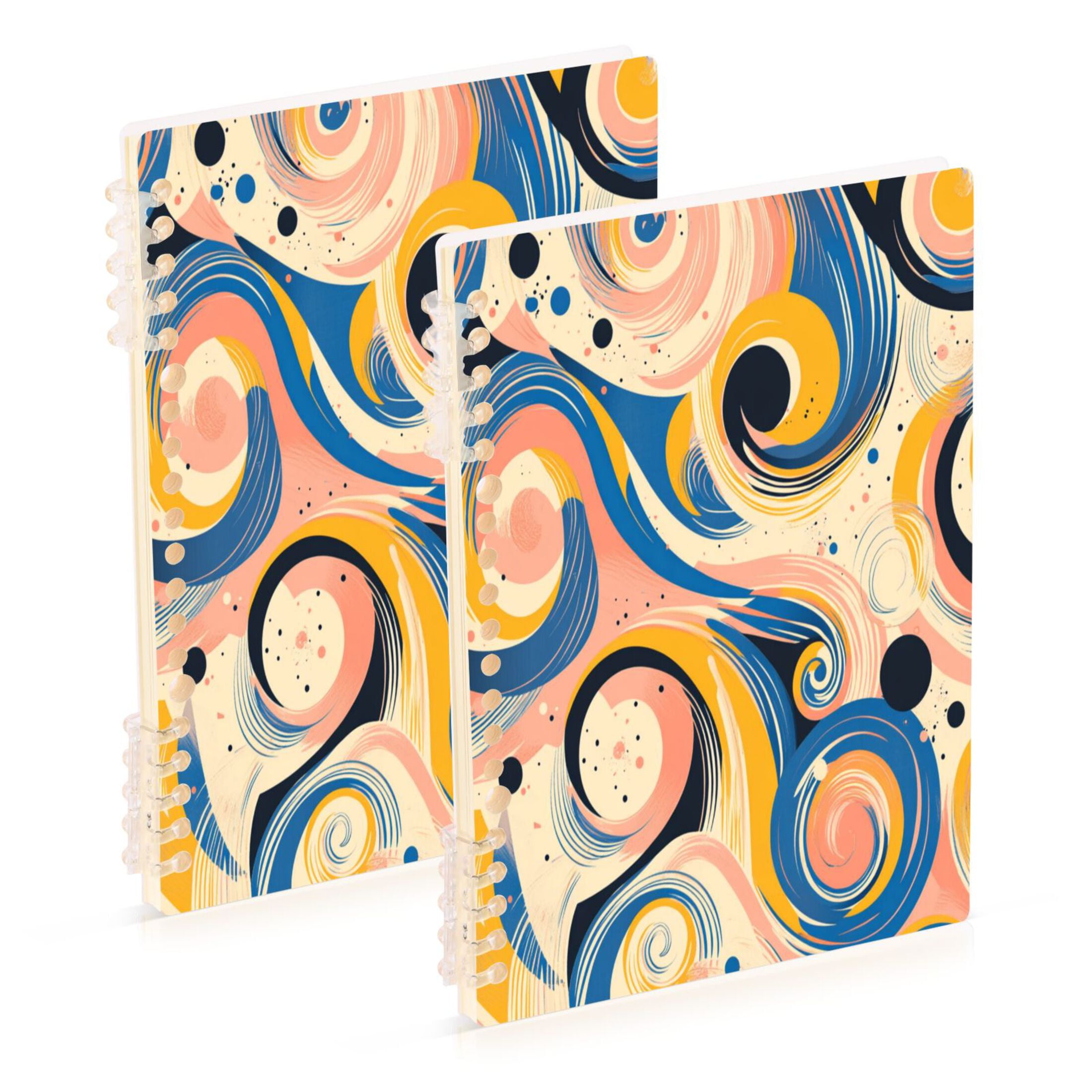 Wirebound Notebook Hardcover Spiral Notebooks Blue and Yellow Swirls ...