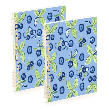Wirebound Notebook Hardcover Spiral Notebooks Blueberry and Ribbon, 60 Pages, 80 GSM, 5.7 x 8.3in