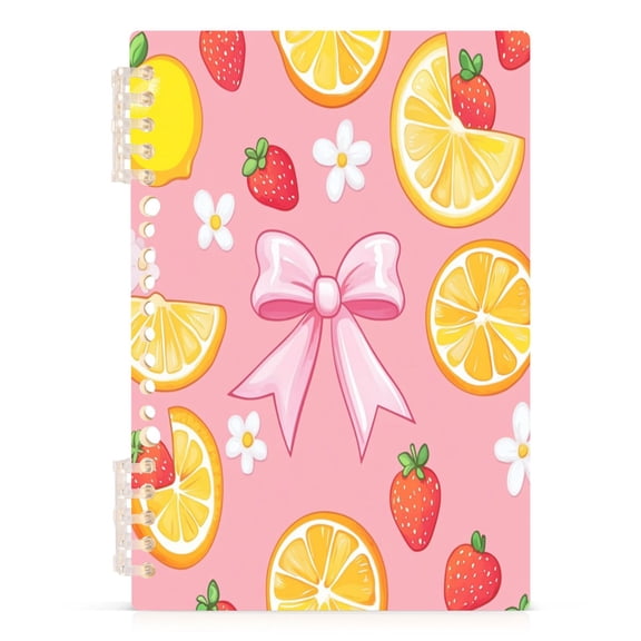 Wirebound Notebook Hardcover Spiral Notebooks Bow Ribbon and Orange, 60 Pages, 80 GSM, 5.7 x 8.3in