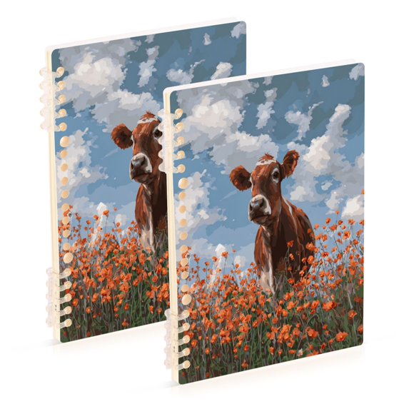 Wirebound Notebook Hardcover Spiral Notebooks Brown Cow, 60 Pages, 80 GSM, 5.7 x 8.3in