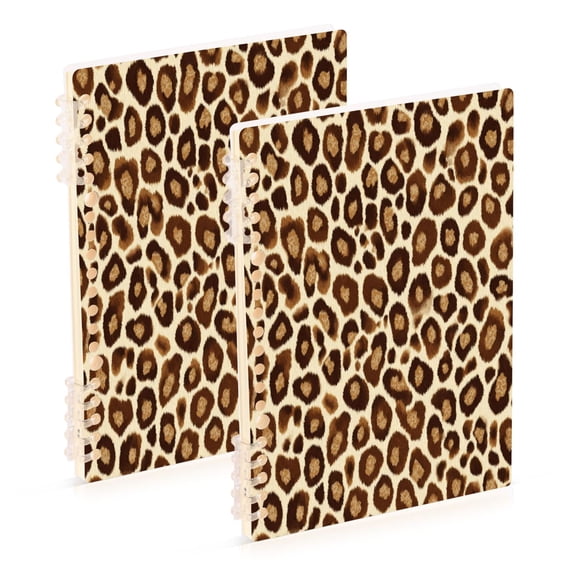 Wirebound Notebook Brown Leopard Print Pattern, 60 Pages, 80 GSM, 5.7 x 8.3in