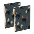 thumbnail image 1 of Wirebound Notebook Hardcover Spiral Notebooks Brown-blue Butterfly Pattern, 60 Pages, 80 GSM, 5.7 x 8.3in, 1 of 7