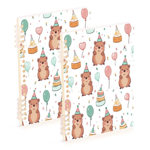 Wirebound Notebook Hardcover Spiral Notebooks Capybara Wearing Party Hat, 60 Pages, 80 GSM, 5.7 x 8.3in