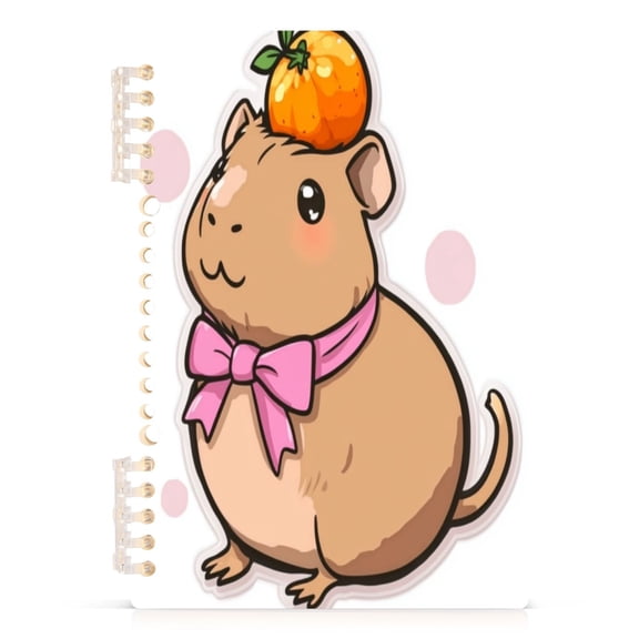 Wirebound Notebook Hardcover Spiral Notebooks Capybara with A Bow, 60 Pages, 80 GSM, 5.7 x 8.3in