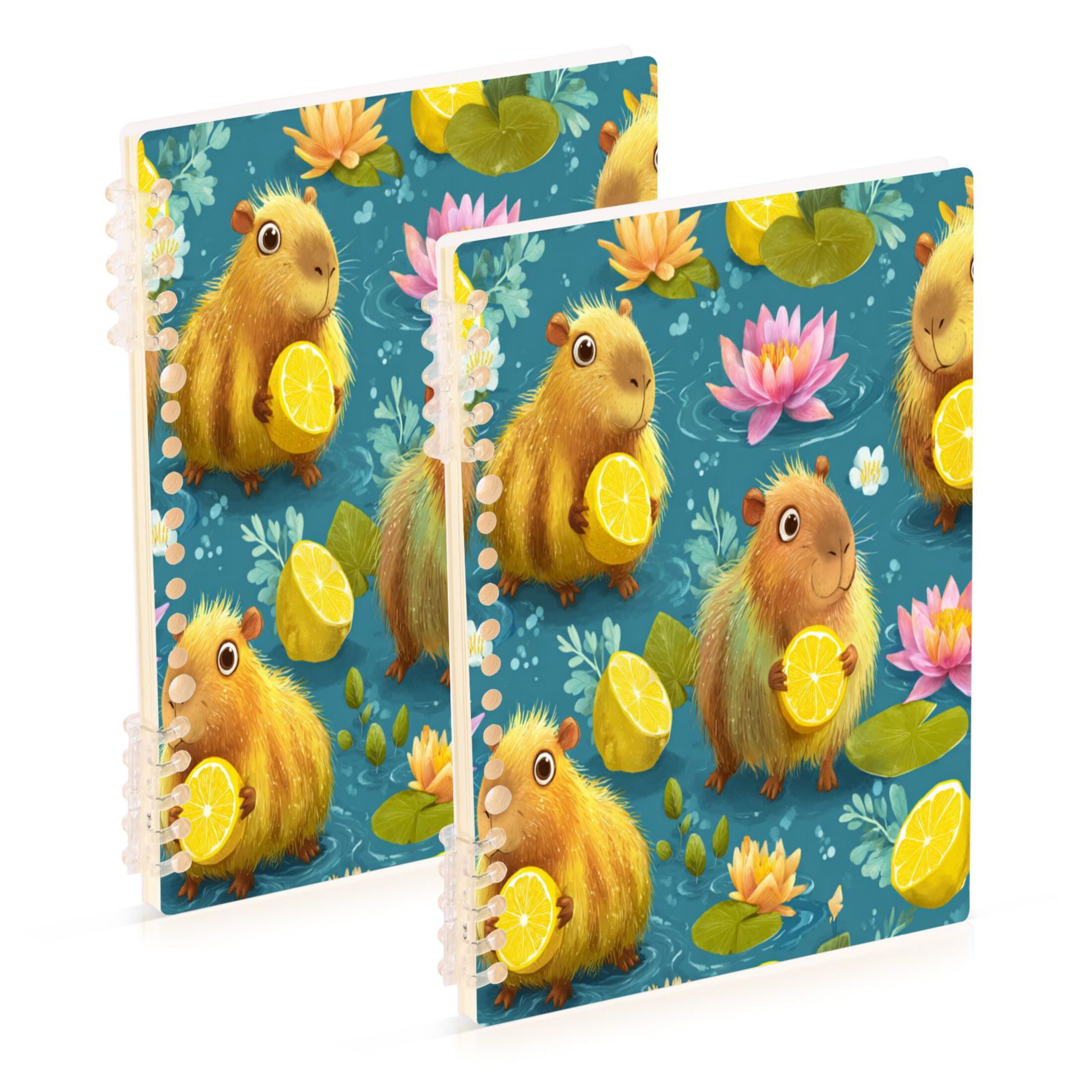 Wirebound Notebook Hardcover Spiral Notebooks Capybaras Holding Lemons ...