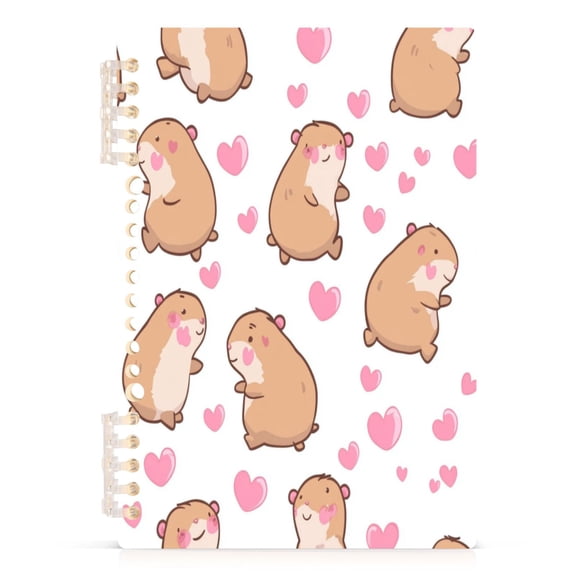 Wirebound Notebook Hardcover Spiral Notebooks Capybaras and Heart, 60 Pages, 80 GSM, 5.7 x 8.3in