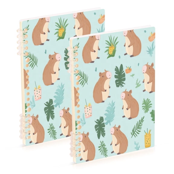 Wirebound Notebook Hardcover Spiral Notebooks Capybaras in Playful Poses, 60 Pages, 80 GSM, 5.7 x 8.3in