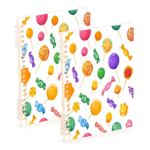 Wirebound Notebook Hardcover Spiral Notebooks Cartoon Candy Pattern, 60 Pages, 80 GSM, 5.7 x 8.3in