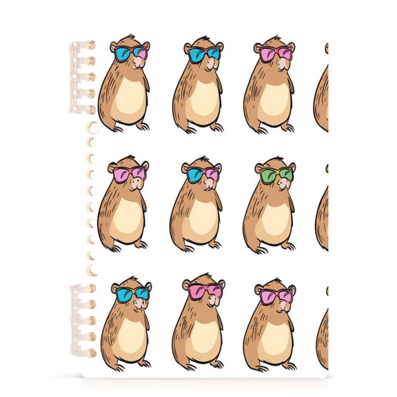 Wirebound Notebook Hardcover Spiral Notebooks Cartoon Capybaras Pattern, 60 Pages, 80 GSM, 5.7 x 8.3in