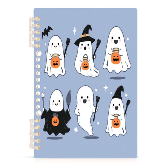 Wirebound Notebook Hardcover Spiral Notebooks Cartoon Ghost Clip Art, 60 Pages, 80 GSM, 5.7 x 8.3in 1PCS