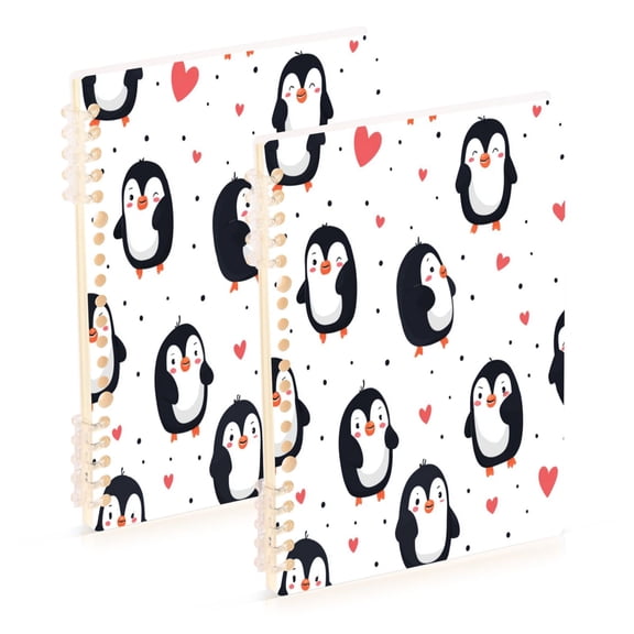 Wirebound Notebook Hardcover Spiral Notebooks Cartoon Penguin Pattern, 60 Pages, 80 GSM, 5.7 x 8.3in