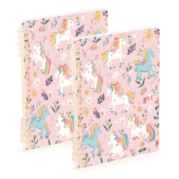 Wirebound Notebook Hardcover Spiral Notebooks Cartoon Unicorns Pattern, 60 Pages, 80 GSM, 5.7 x 8.3in