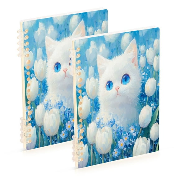 Wirebound Notebook Hardcover Spiral Notebooks Cat with Blue Eyes, 60 Pages, 80 GSM, 5.7 x 8.3in