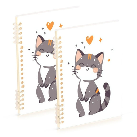 Wirebound Notebook Hardcover Spiral Notebooks Cat with Eyes Closed and Smiling, 60 Pages, 80 GSM, 5.7 x 8.3in