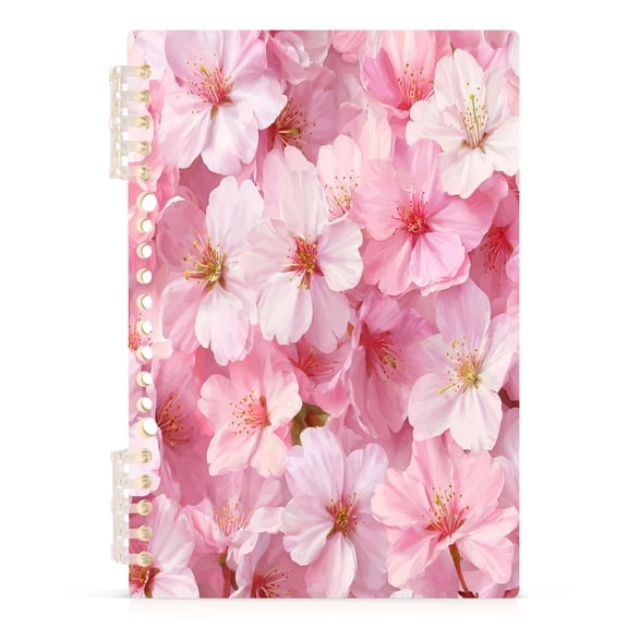 Wirebound Notebook Hardcover Spiral Notebooks Cherry Blossoms Pattern, 60 Pages, 80 GSM, 5.7 x 8.3in
