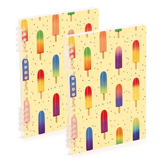 Wirebound Notebook Hardcover Spiral Notebooks Colorful Popsicles Pattern, 60 Pages, 80 GSM, 5.7 x 8.3in